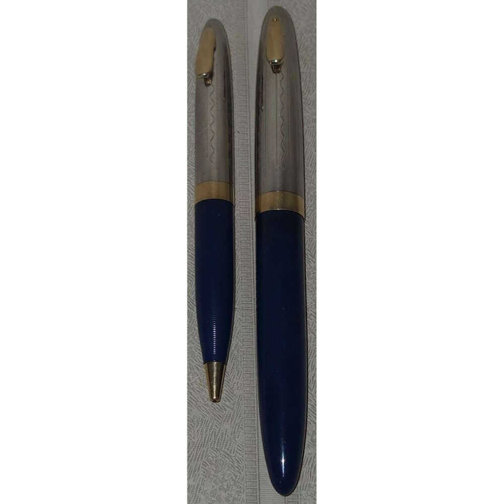 Shaeffer Fountain Pen And Pencil  Blue Silver And Gold